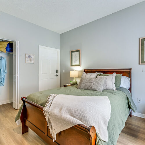 model bedroom with queen bed
